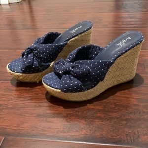 Mia Girl Navy Polka Dot Wedges